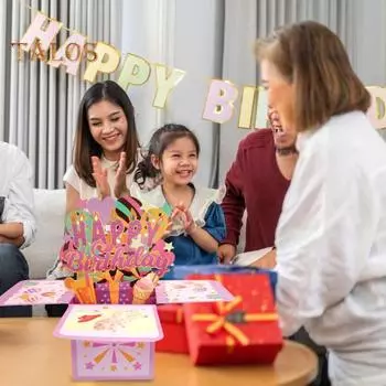 С днем рождения, всплывающая открытка, 3D-подарочная коробка на день рождения для женщин, мужчин, складная праздничная поздравительная открытка для мамы, дочери, подруги, племянницы, папы разноцветный