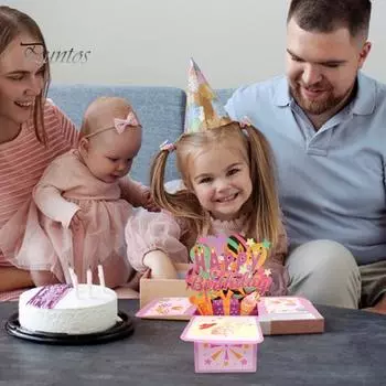 С днем рождения, всплывающая открытка, 3D-подарочная коробка на день рождения для женщин, мужчин, складная праздничная поздравительная открытка для мамы, дочери, подруги, племянницы, папы разноцветный