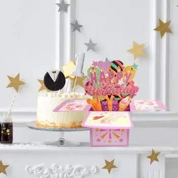 С днем рождения, всплывающая открытка, 3D-подарочная коробка на день рождения для женщин, мужчин, складная праздничная поздравительная открытка для мамы, дочери, подруги, племянницы, папы разноцветный