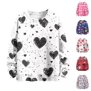 С Днем святого Валентина, толстовки для женщин, вязаный свитер, симпатичная рубашка, осенний свитер с круглым вырезом, топы L синий