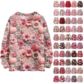 С Днем святого Валентина, толстовки для женщин, вязаный свитер, симпатичная рубашка, осенний свитер с круглым вырезом, топы L бежевый