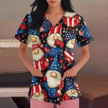 С Днем святого Валентина, женская мода, V-образный вырез, короткий рукав, рабочая одежда с карманами L