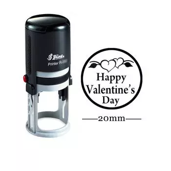 С ДНЕМ ВАЛЕНТИНА Круглый самокрасящий штамп Валентина 20 мм Миниатюрная блестящая наклеенная резиновая любовь Impression Area: 20 mm чёрный