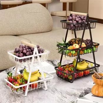 Съемная 2/3-уровневая столешница из железа, корзина для фруктов, многофункциональная полка для хранения сухофруктов и хлеба, кухонный органайзер