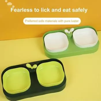 Съемная двойная миска для кошачьей еды, герметичная разделительная миска для сухого и влажного корма для собак, товары для домашних животных темно-зеленого