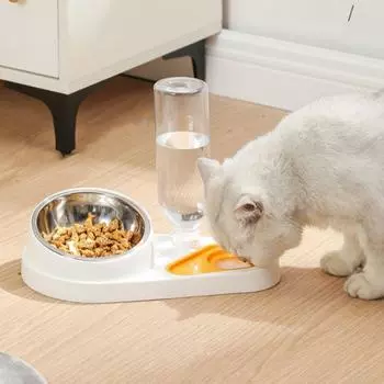 Съемная двойная миска для собак из пластика/нержавеющей стали, автоматическая миска для воды для собак, щенков, кошек зелёный