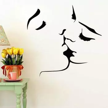 Съемная художественная наклейка «Поцелуй любовника», наклейка на стену, настенная роспись, домашний декор для гостиной, спальни чёрный