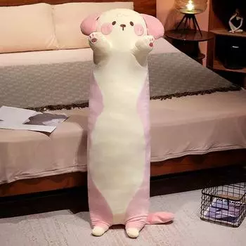 Съемная и моющаяся длинная плюшевая игрушка-щенок, милая толстая домашняя собака, подушка для бросания, детская кровать, длинная подушка для бросания, кукла-девочка 90CM