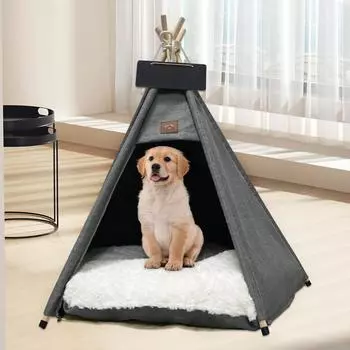 Съемная и моющаяся палатка для домашних животных с ковриком и пятиугольным домиком для кошек и собак S (40 40 50cm)