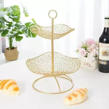 Съемная кованая корзина для фруктов, двухслойная простая подставка для конфет, корзина для хранения в гостиной