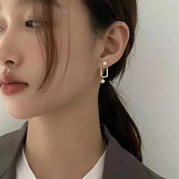 Съемная квадратная подвеска с жемчужиной, серьги-гвоздики, серебряные игольчатые украшения, модные, изысканные, простые и высококачественные украшения для ушей, для женщин 925 silver needles