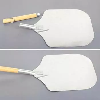 Съемная лопатка для торта и пиццы, лопатка для точения, инструмент для очистки кожуры с деревянной длинной ручкой