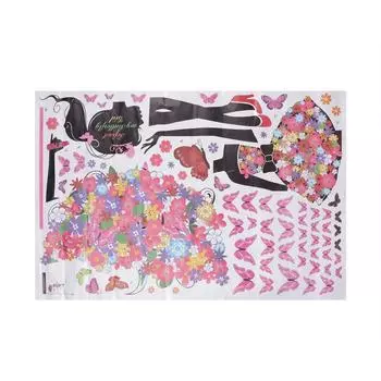 Съемная настенная наклейка для настенного искусства Виниловая наклейка для детского дома Цветочная девочка Декор 90*60 cm