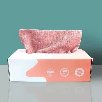 Съемная одноразовая тряпка для мытья посуды из микрофибры, салфетка для мытья посуды, утолщенная салфетка для дезинфекции #C1BQ7# Boxed синий