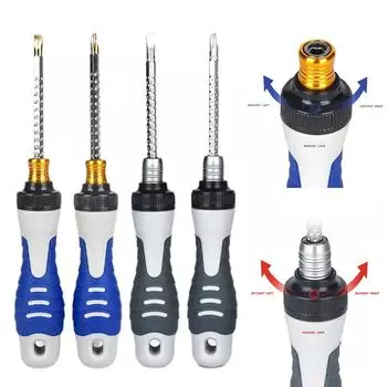 Съемная отвертка с трещоткой, многофункциональная сталь с двойной головкой синий