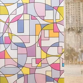 Съемная пленка для окон с геометрическим узором, статическая наклейка, матовая, цветная, конфиденциальность, для дома 30x100cm