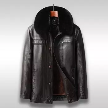 Съемная подкладка для людей среднего и пожилого возраста, утолщенная бархатная кожаная куртка, мужская кожаная куртка, кожаная куртка Live Face, зимняя кожаная куртка 175