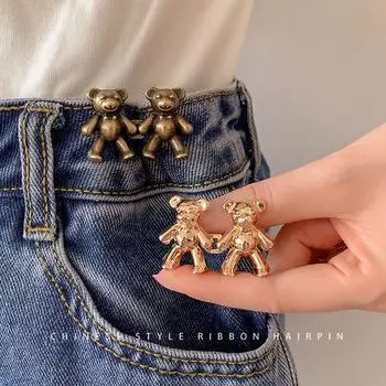 Съемная пряжка для талии без гвоздей для джинсов, затягивающаяся пряжка, пряжка для регулировки талии Bear White