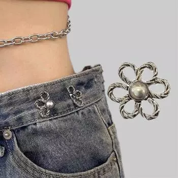 Съемная пряжка из сплава для регулировки талии. Регулятор талии брюк One Size чёрный