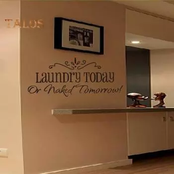 Съемная самоклеящаяся наклейка на стену «Стирка сегодня» с надписью, настенная наклейка для комнаты, живой город, модный домашний декор one size чёрный