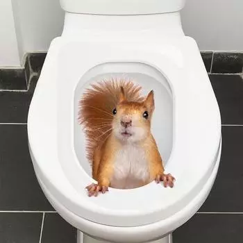 Съемная самоклеящаяся водостойкая наклейка из ПВХ для гостиной, настенная художественная наклейка с изображением животного для ванной комнаты, крышки унитаза Raccoon