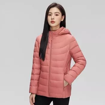 Съемная шапка 2024 новый легкий и тонкий пуховик женский короткий с капюшоном воротник стойка тонкий легкий большой размер осенне-зимнее пальто M чёрный