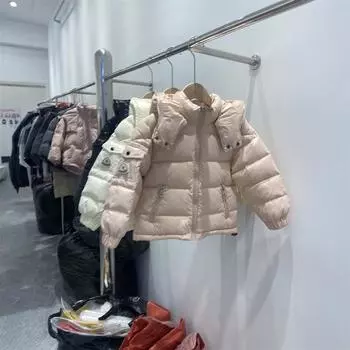 Съемная шапочка Детская пуховая куртка Утолщенная водонепроницаемая Для мальчиков и девочек Младенцы Для детей младшего и среднего возраста Короткая универсальная блестящая куртка 110cm белый