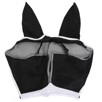 Съемная защитная маска от лошадиных мух из полиэстера с защитой от ультрафиолета и липучкой S чёрный