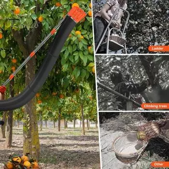 Съемник для фруктов, регулируемая длина до 13 футов, съемник для фруктов с корзиной, простая сборка, съемник для фруктов с сумкой для сбора урожая яблок, манго, апельсинов чёрный