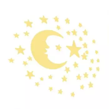 Съемное 3D акриловое зеркало Луна + 38 звездных наклеек на стену для домашнего декора серебряный