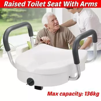 Съемное приподнятое сиденье для унитаза с подлокотниками, мягкие опоры для помощи пожилым людям с ограниченными возможностями