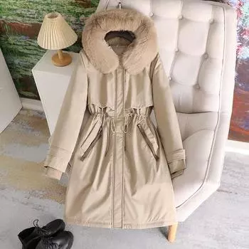 Съемное женское длинное пальто с хлопковой подкладкой, корейское отделение Tooling Overcome, ветровка, куртка с хлопковой подкладкой M чёрный