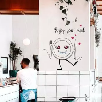 Съемные экологически чистые полезные красивые наклейки для кухни с цитатой и надписью «Наслаждайтесь едой» A