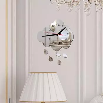 Съемные акриловые 3D зеркальные настенные наклейки в форме капли, декоративные часы One Size серебряный