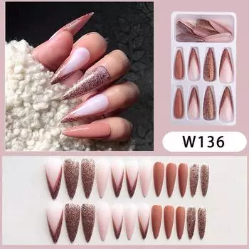 Съемные Длинные Блестящие Накладные Ногти - Пресс-он Нейл-арт