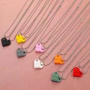 Съемные колье модные модные привлекательные ожерелья с подвесками в форме сердца в форме головоломки чёрный