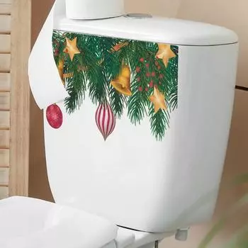 Съемные наклейки на крышку унитаза, милые мультяшные рождественские елочные колокольчики, подвесные наклейки, самоклеящиеся виниловые художественные украшения, наклейки на керамическую плитку для ванной комнаты Leaf
