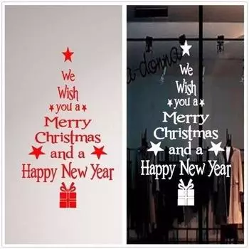 Съемные наклейки на стену с Рождеством Христовым, художественная виниловая наклейка, украшение для домашнего окна, 1 шт. красный