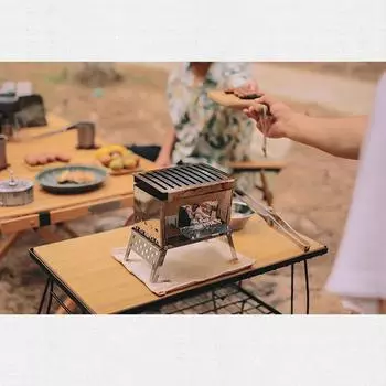Съемные печи для кемпинга на открытом воздухе, портативная печь из нержавеющей стали, многофункциональная печь для пикника, барбекю серебряный