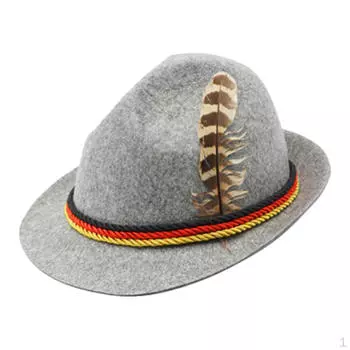 Съемные поля шляпы-дерби Fedora с перьями 60cm_Option 1 Light Gray
