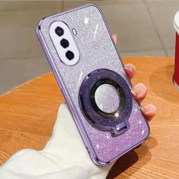 Съемный блестящий стикер, хромированный чехол из ТПУ с блестящим кольцом-держателем для Huawei Enjoy 50 Pro 50 Plus 50Z Y90 Y61 4G NOVA 9Z Y70 For Enjoy 50 чёрный