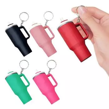 Съемный брелок-подвеска с бальзамом для губ, мини-подстаканник, компактный дизайн, удобный брелок для переноски, брелок-аксессуар розы красного