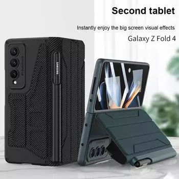 Съемный чехол-держатель для Samsung Galaxy Z Fold4 с закаленной пленкой, чехол для защиты от падения, съемный чехол для стилуса S Pen (Нет S Pen )Для Zfold4 Case & Screen Protector зелёный