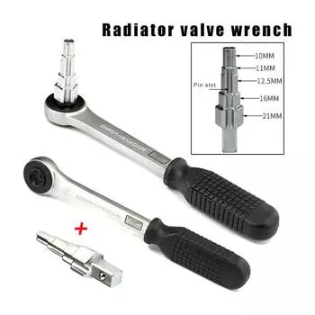 Съемный гаечный ключ с храповым механизмом, гаечный ключ с головкой из углеродистой стали, 10-21 мм, гаечный ключ с храповым механизмом для клапана радиатора, ручка с ручным управлением и храповым механизмом