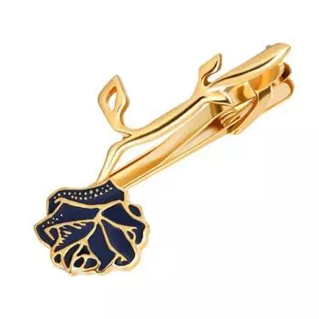 Съемный галстук с завязкой сзади, золотистый цветочный дизайн, зажим для галстука, универсальный зажим для галстука-бабочки, аксессуары для свадебных и деловых костюмов темно-синий