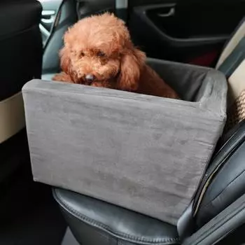 Съемный и моющийся автомобильный бустер для домашних животных, подушка-переноска с ремнями безопасности для собак и тележек чёрный