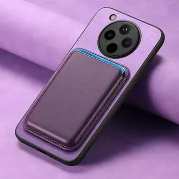 Съемный кожаный чехол 2 в 1 для Find X8 Pro X7 Ultra для Magsafe Wallet Card Pocket Магнитный чехол для беспроводной зарядки для Oppo Find X8pro FindX8 Find X8 фиолетовый