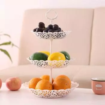 Съемный поднос для хранения десертов, легко устанавливаемая круглая тарелка для фруктов, 3-уровневая подставка для кексов, свадьба белый