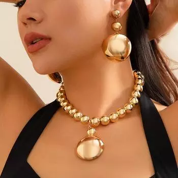 Съемный полукруглый кулон в стиле панк, ожерелье, серьги, комплект украшений