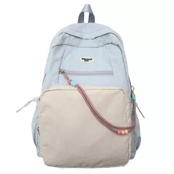 Съемный рюкзак большой емкости для школьников, женский рюкзак с цветными блоками синий